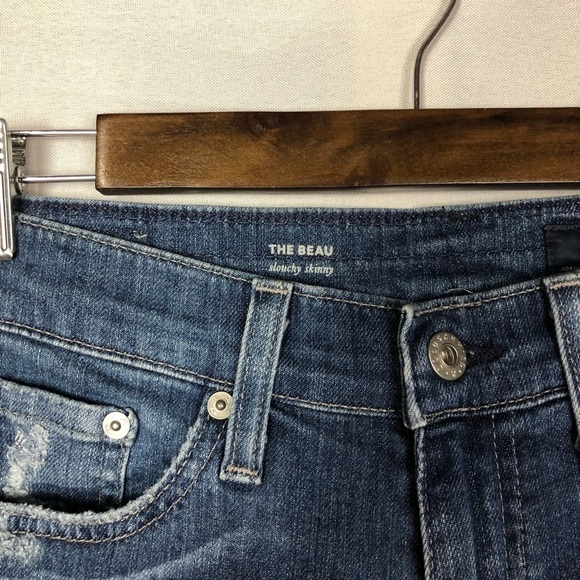 AG Adriano Goldschmied Dark Wash The Beau Slouchy Distressed Skinny Jeans 26 - Picture 5 of 9